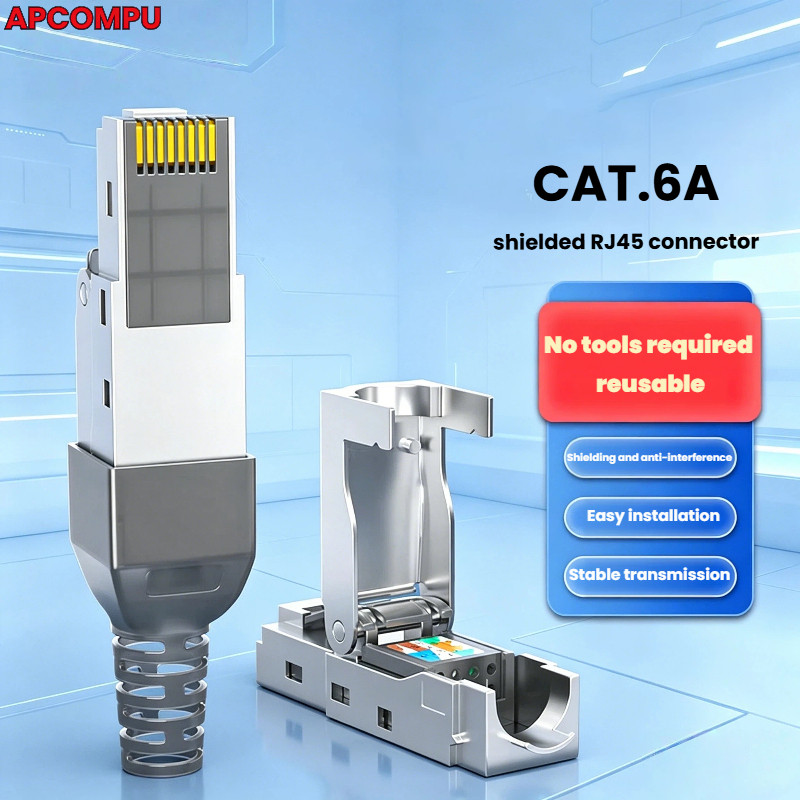CAT6A RJ45 Modular Plug เครื่องมือฟรี Field Termination RJ45 Connector Reusable Shielded STP สําหรับสาย Ethernet