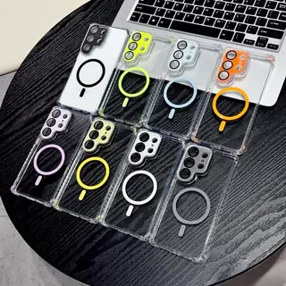เคสโทรศัพท์แม่เหล็กกันกระแทกโปร่งใส,ฝาครอบเลนส์แยกลื่น 4 มุมฝาครอบป้องกันการตกกระแทกเข้ากันได้กับ Samsung Galaxy S26 Ultra, S25 Ultra, S24 Ultra