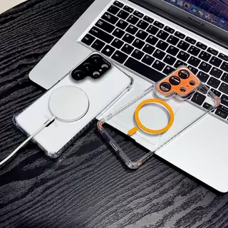 เคสโทรศัพท์แม่เหล็กกันกระแทกโปร่งใส,ฝาครอบเลนส์แยกลื่น 4 มุมฝาครอบป้องกันการตกกระแทกเข้ากันได้กับ Samsung Galaxy S26 Ultra, S25 Ultra, S24 Ultra