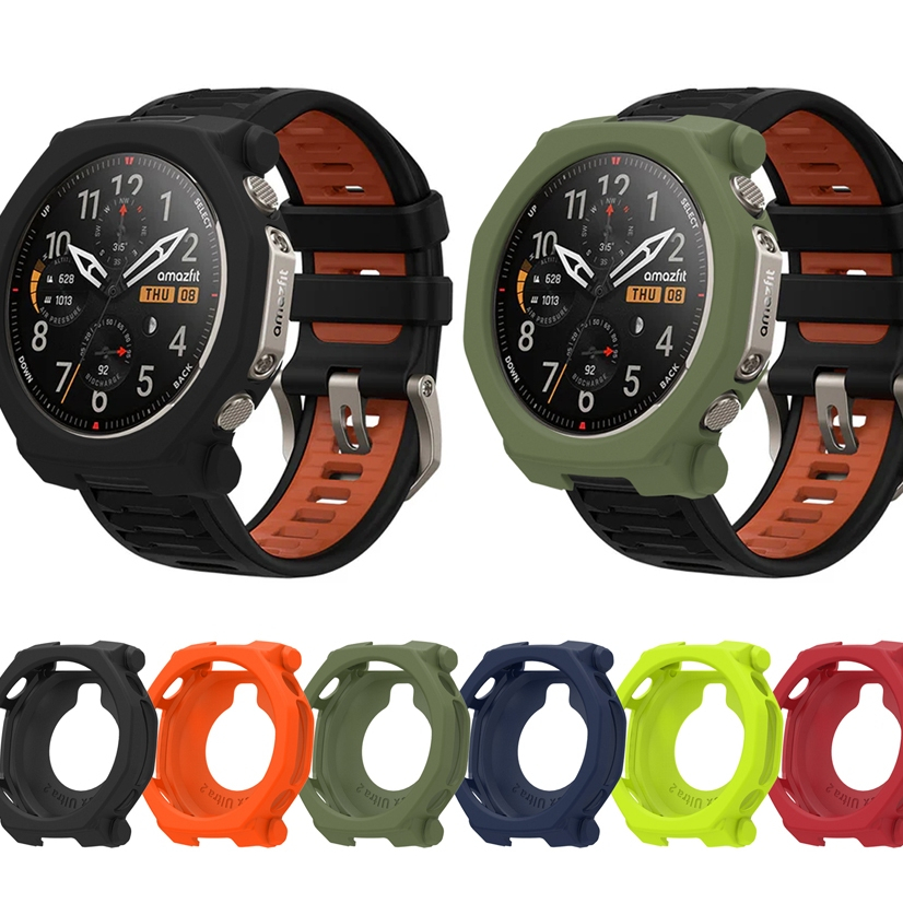 เคสซิลิโคนอ่อนนุ่มสีสันสดใสสําหรับ Huami Amazfit T-Rex Ultra 2 ป้องกันหน้าจอ Shell สําหรับ Amazfit T