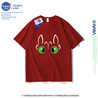 NASA เสื้อยืดชายหญิงแขนสั้น สไตล์ลำลอง summer How to Train Your Dragon พิมพ์ลาย t-shirt แบบหลวม คอกลม ยับยากไม่ต้องรีด