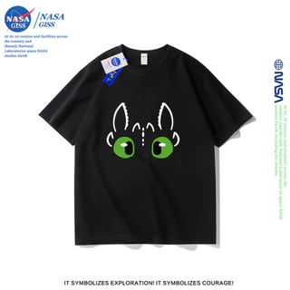 NASA เสื้อยืดชายหญิงแขนสั้น สไตล์ลำลอง summer How to Train Your Dragon พิมพ์ลาย t-shirt แบบหลวม คอกลม ยับยากไม่ต้องรีด