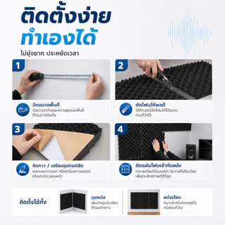 GREENIKA แผ่นซับเสียงห้อง ที่เก็บเสียง โฟมกันเสียง ฟองน้ำซับ กันความร้อน 50*50*5CM