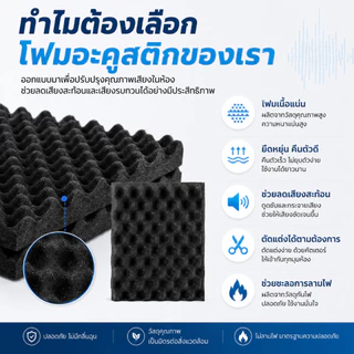 GREENIKA แผ่นซับเสียงห้อง ที่เก็บเสียง โฟมกันเสียง ฟองน้ำซับ กันความร้อน 50*50*5CM