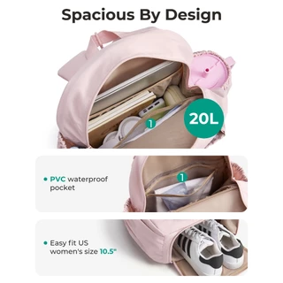 BAGSMART กระเป๋าเป้ 20L Backpack กระเป๋ายิม ใส่ไม้เทนนิส แบดมินตัน น้ำหนักเบา กันน้ำ มีช่องใส่รองเท้า