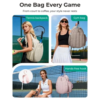 BAGSMART กระเป๋าเป้ 20L Backpack กระเป๋ายิม ใส่ไม้เทนนิส แบดมินตัน น้ำหนักเบา กันน้ำ มีช่องใส่รองเท้า