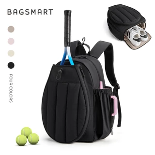 BAGSMART กระเป๋าเป้ 20L Backpack กระเป๋ายิม ใส่ไม้เทนนิส แบดมินตัน น้ำหนักเบา กันน้ำ มีช่องใส่รองเท้า