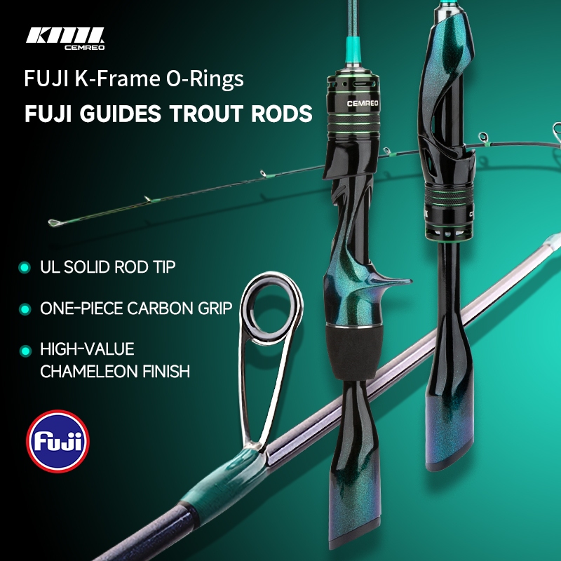 CEMREO Spinning/Casting Fishing Rod Fuji O-Ring Guides Trout Rod UL Solid Rod Tip MF Action Mode: Phantom