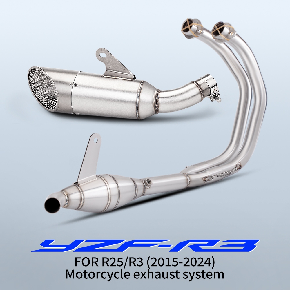 สําหรับ Yamaha YZF-R25 YZF-R3 สแตนเลส Header ท่อ Slip-On รังผึ้งตาข่ายท่อไอเสียเปลี่ยนท่อไอเสียเดิม