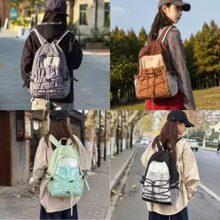 MISS GAYLER กระเป๋าเป้ Backpack มีสายดึง เหมาะสำหรับการเดินทางและเดินป่า ความจุมาก