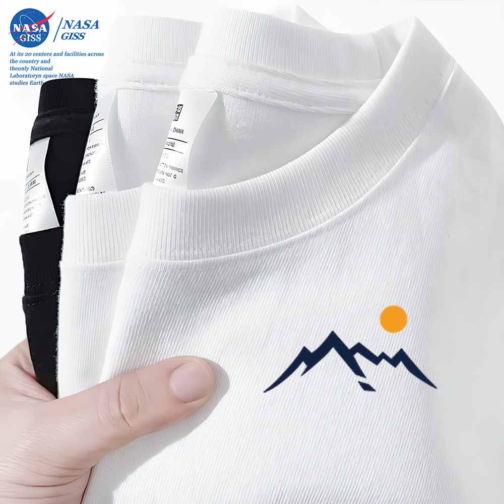 NASA เสื้อยืดชายหญิงแขนสั้น สไตล์ลำลอง summer ดวงจันทร์ พิมพ์ลาย t-shirt แบบหลวม คอกลม ยับยากไม่ต้องรีด