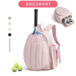 BAGSMART กระเป๋าเป้ 20L Backpack กระเป๋ายิม ใส่ไม้เทนนิส แบดมินตัน น้ำหนักเบา กันน้ำ มีช่องใส่รองเท้า