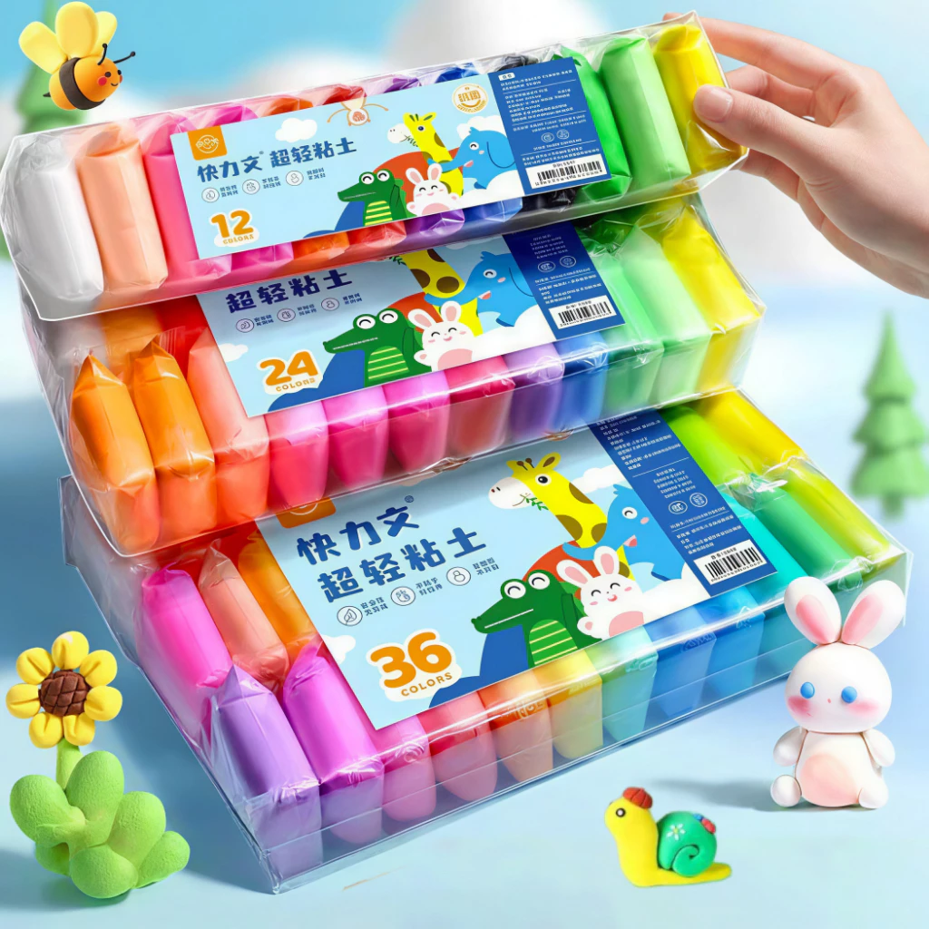 DIY ดินน้ำมัน ดินเบา ดินเบา 12/24/36/48 สี ดินเบาเกาหลี ของเล่นเด็ก แฮนด์เมด ปลอดสารพิษ โคลนอวกาศ ดินน้ํามันสําหรับเด็ก ของเล่น