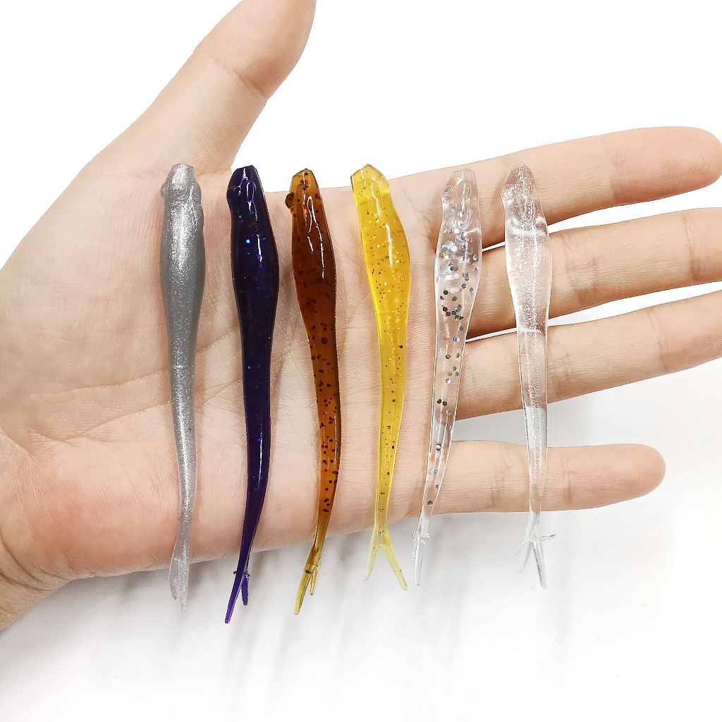 DUODUOYU 10PCS 85 มม./2g pvc ซิลิโคนนุ่มตกปลา Lure Minnow น้ําเค็มน้ําจืด Worms Wobblers เหยื่อประดิษฐ์ Bass Tackle Jigs