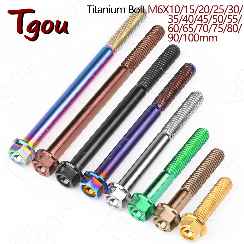 Tgou สกรูหน้าแปลนไทเทเนียม หัวหกเหลี่ยม M6x10 15 20 25 30 35 40 45 50 55 มม. สําหรับจักรยาน รถจักรยานยนต์ รถยนต์ ดัดแปลง