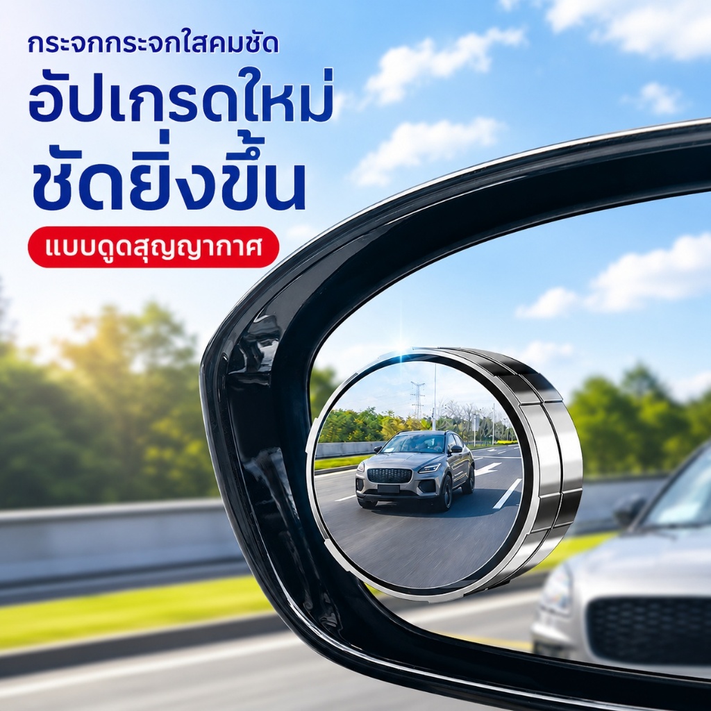 กระจกเสริมจุดบอดรถยนต์ กระจกมองจุดบอด กระจกติดกระจกข้าง กระจกมองมุมอับ หมุนได้ 360 องศา กันน้ำ IPX4 มองเห็นชัด ลดจุดอับสายตา ติดตั้งง่ายภายใน 10 วินาที TK043