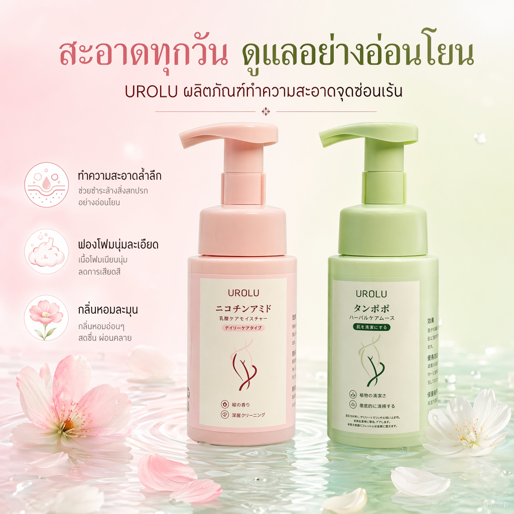 UROLU โฟมล้างจุดซ่อนเร้น สูตรอ่อนโยน ลดกลิ่นอับ ใช้ได้ทุกวัน ฟองนุ่มละเอียด
