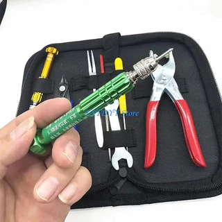 ชุดเครื่องมือร้อยลูกปัดไม้เทนนิส แบดมินตัน ขนาดกระเป๋า : 20 x 10 x 5 ซม. รวมคีมและชุดไขควงสําหรับซ่อมแร็กเก็ต