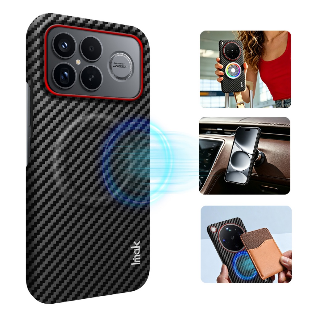 IMAK สําหรับ Xiaomi Poco F8 Pro/Poco F8 Ultra กรณี Ruiyi Series แม่เหล็กคาร์บอนไฟเบอร์ Texture เคสโทรศัพท์แหวนสีแดง Hard PC Anti-Fingerprint ฝาครอบป้องกันสนับสนุนไร้สายชาร์จ