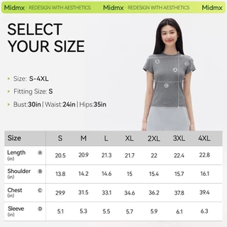 MIDMIDMX เสื้อยืดผู้หญิงคอกลม ผ้านุ่ม เสื้อยืดเข้ารูป เสื้อสไตล์เกาหลี ผ้านุ่มสบาย ระบายอากาศดี ไม่ต้องรีด สีพื้น ทรงผู้หญิง COD