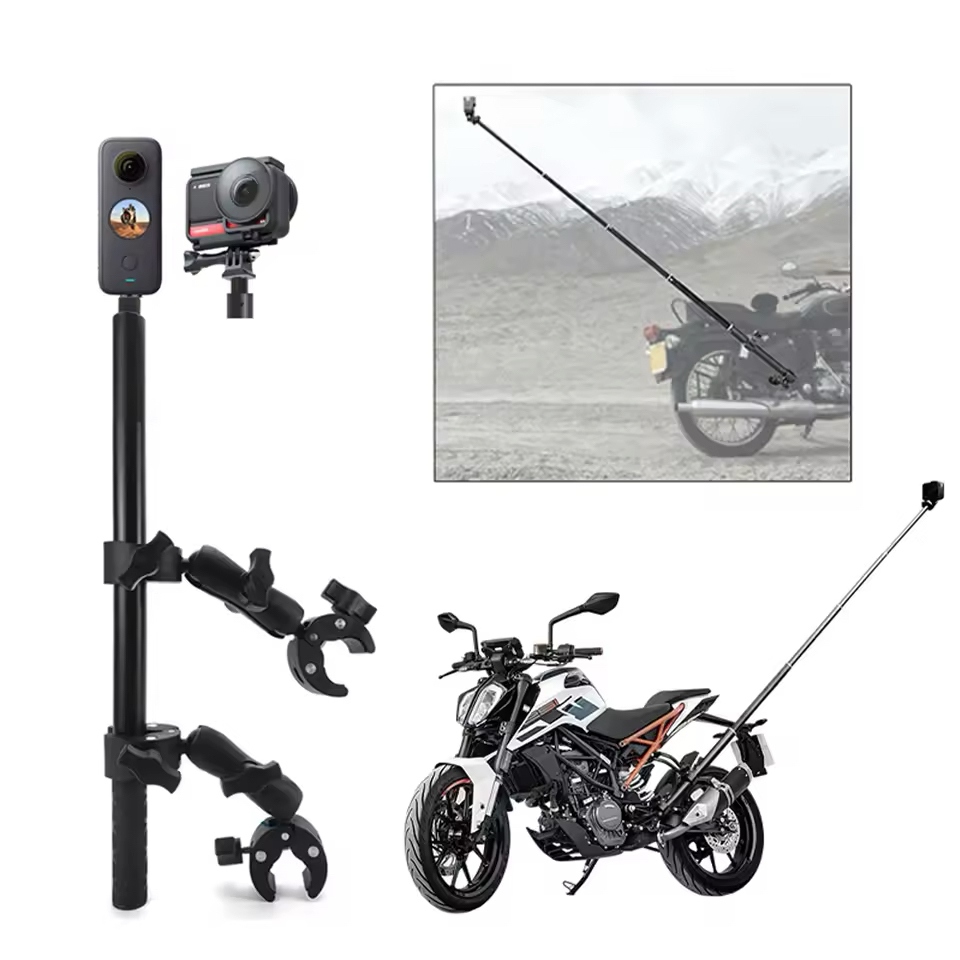 ใหม่ 2026 รถจักรยานยนต์จักรยาน Panoramic Selfie Stick สําหรับ insta360 X5 X4 X3 X2 Monopod Handlebar Mount Bracket สําหรับ DJi action6 osmo360 GoPro Max Hero 11 อุปกรณ์เสริม