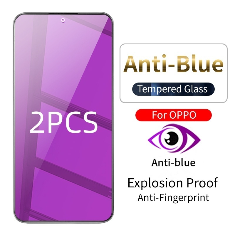 2PCS กระจกนิรภัยกันแสงสีฟ้า สำหรับ OPPO Reno 15 14 14F 13 13F 12F 11F 8T 8Z 8 7 5 6 6Z 7Z 3 4 A38 A18 A58 A3 A3X A5S A54 A74 A12 A31 A52 A55 A53 A33 A6 A6X A5 A57 A77s A32 A17 A17k A3s A15 A15S A16 A16K A60 A79 A78 A98