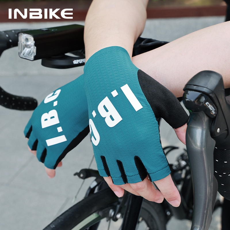 INBIKE ขี่จักรยานถุงมือครึ่งนิ้วผู้ชายผู้หญิงระบายอากาศถุงมือกันลื่นฟิตเนสกีฬาการฝึกอบรมถุงมือขยายยามข้อมือ