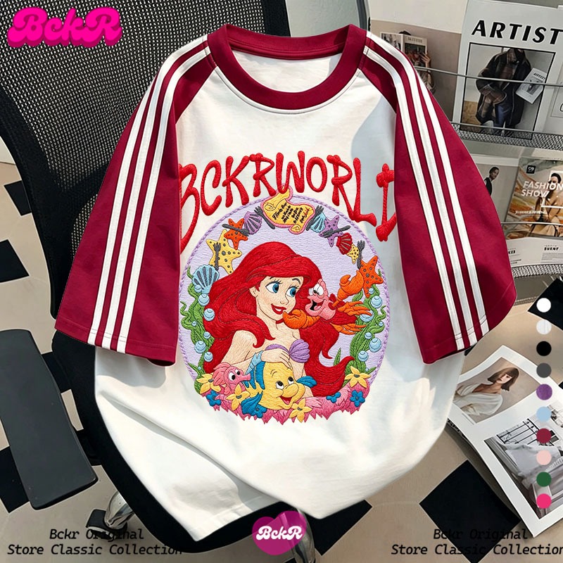 【จัดส่งตลอด 24 ชั่วโมง】🔥BCKR ลายเจ้าหญิงเงือก ชุดหน้าร้อน เสื้อ oversize👸คอกลม ผู้หญิง tshirt YG4740