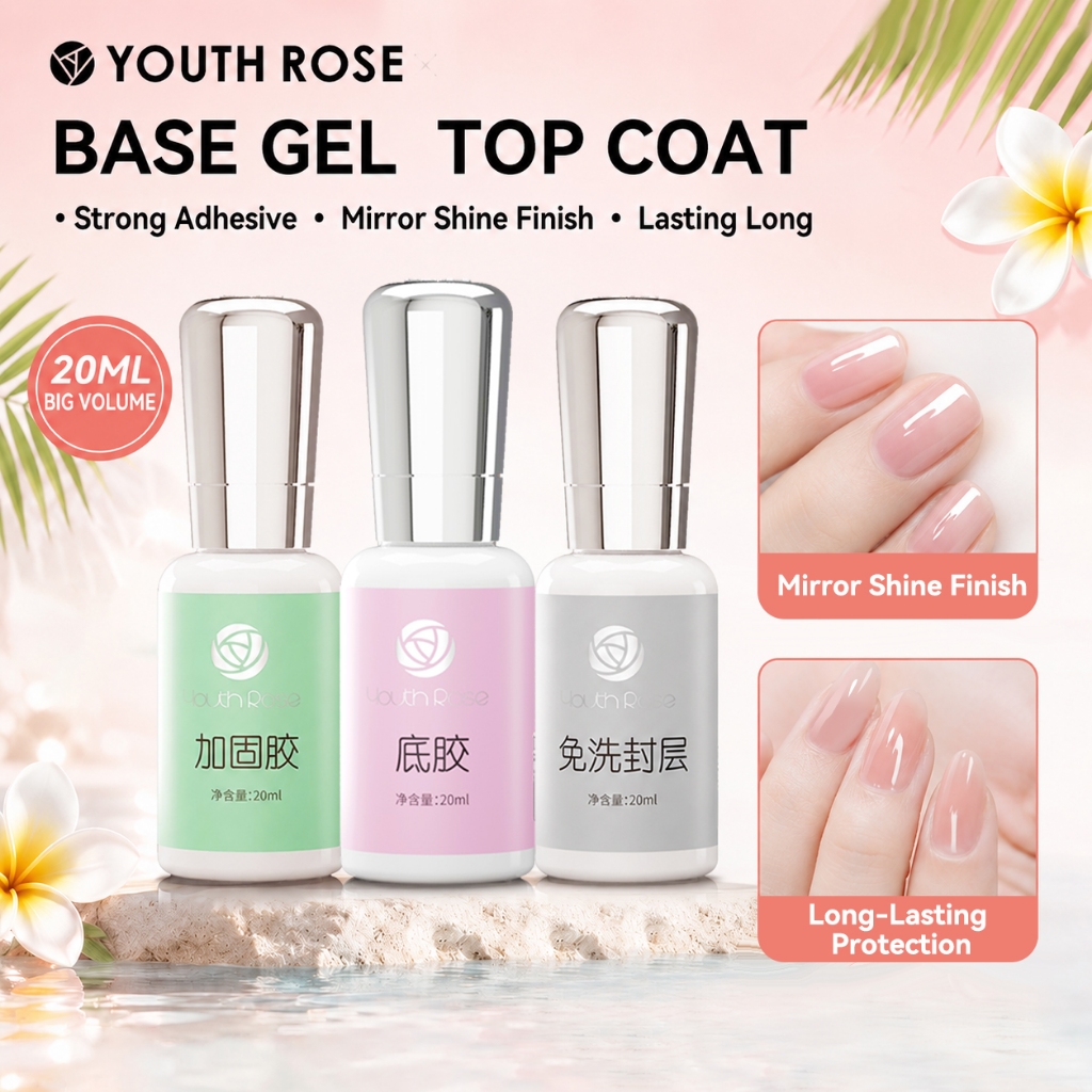 Youth Rose ดอกกุหลาบ 20มล ความจุขนาดใหญ่ยาทาเล็บกาวเจลฐานน้ํามันและด้านบนโปแลนด์เล็บแข็งร้านเล็บทุ่มเทสามเณรทุ่มเท
