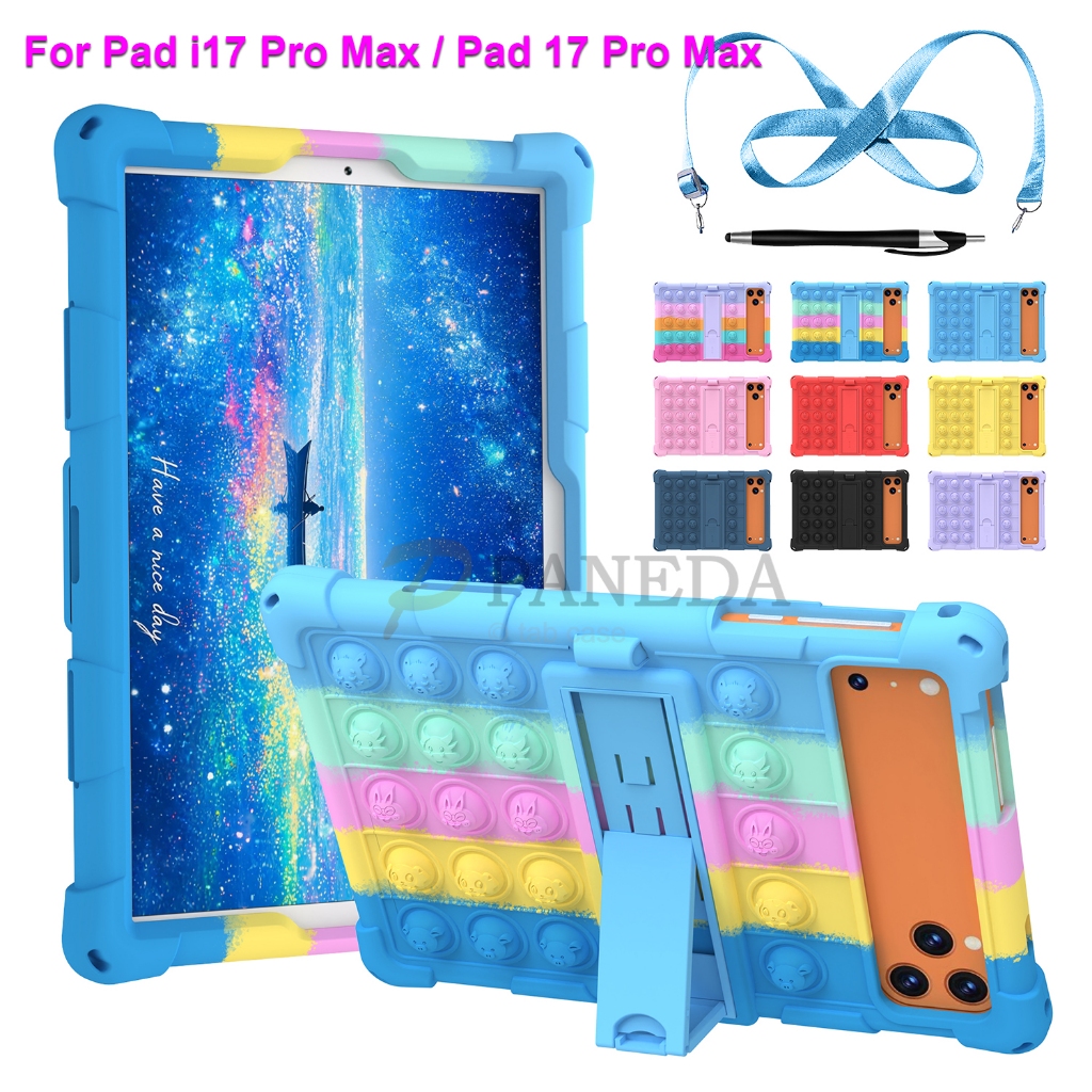 กรณีแท็บเล็ตสําหรับ Pad i17 Pro Max / Pad 17 Pro Max 2026 ใหม่ Tab S17 X17 ProMax ขาตั้งปลอกซิลิคอนนุ่มกดฟอง Alleviate ความเครียดกันกระแทก