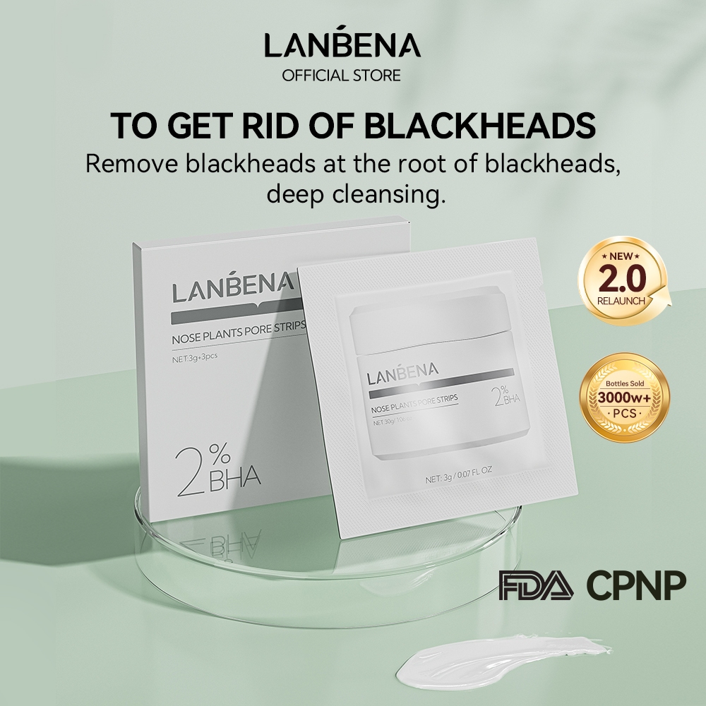 Lanbena มาส์กกําจัดสิวหัวดํา แถบพืชจมูก ตัวอย่าง 3g