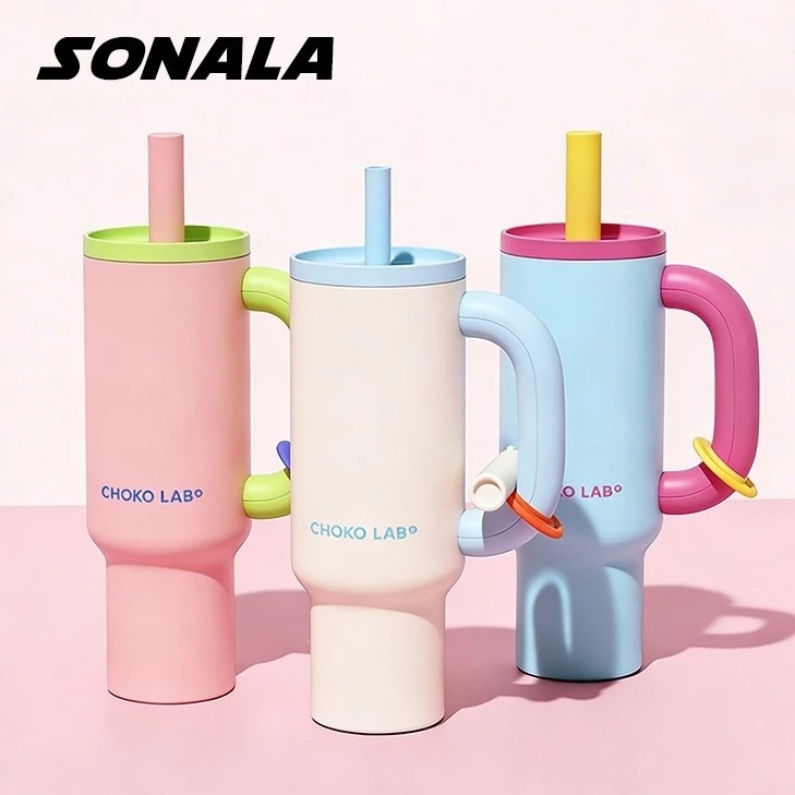 แก้วเก็บความเย็น/ร้อน สแตนเลสแท้ สแตนเลส 304 ขนาด 1200ml มีหูจับ แถมหลอด