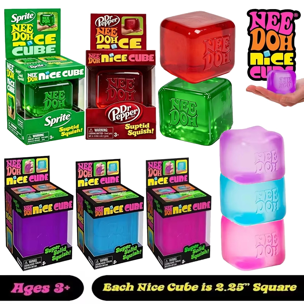 🚀ท้องถิ่น🚀5 ชิ้น Schylling Needoh Nice Cube-Sensory ของเล่น, ที่เพิ่มขึ้นช้า, ของเล่นสกุชชี่คลายเครียด, ลูกบอลบีบ Cube, ของขวัญเด็ก