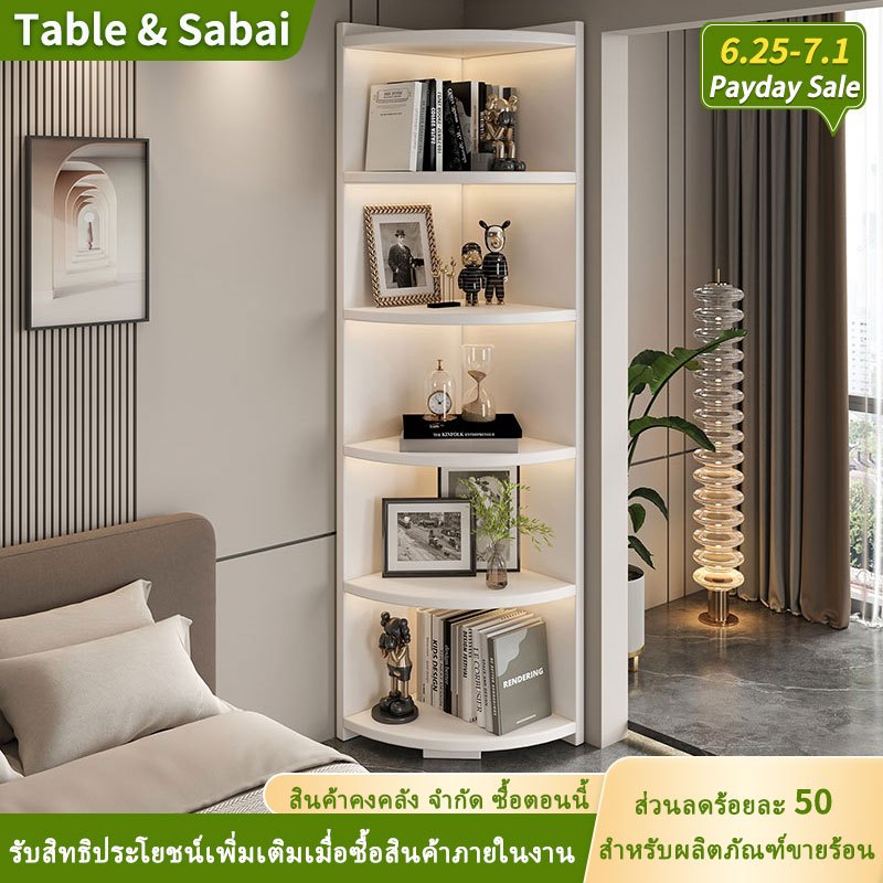ตู้ชั้นวางของเข้ามุมสีขาวชั้นวางหนังสือเก็บของสําหรับห้องนอน&ห้องนั่งเล่นชั้นวางโชว์สําหรับหนังสือกรอบรูปและตกแต่งประหยัดพื้นที่ต้องบ้านขนาดเล็ก