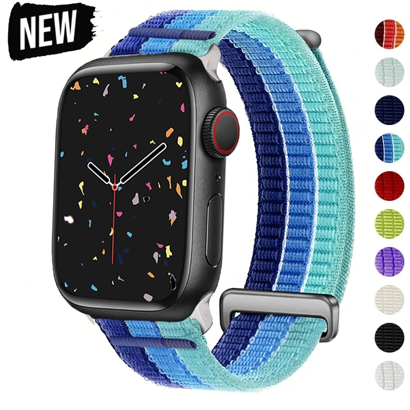 สายรัดไนลอนสําหรับ Apple Watch Series 3/2/SE/Ultra 2 รองรับรุ่น 11/10/9/8/7/6/5/4 ขนาด 49/46/45/44 มม./42 มม./41 มม.