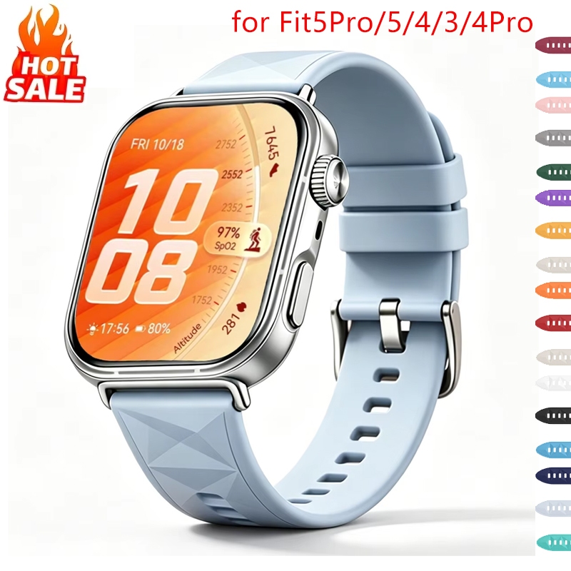 18 มม.คริสตัลเนื้อสายรัดซิลิโคนสําหรับ Huawei Watch Fit 5/Fit 5 Pro/Fit 4/Fit 4 Pro/Fit 3 สายกีฬาสําหรับผู้หญิง