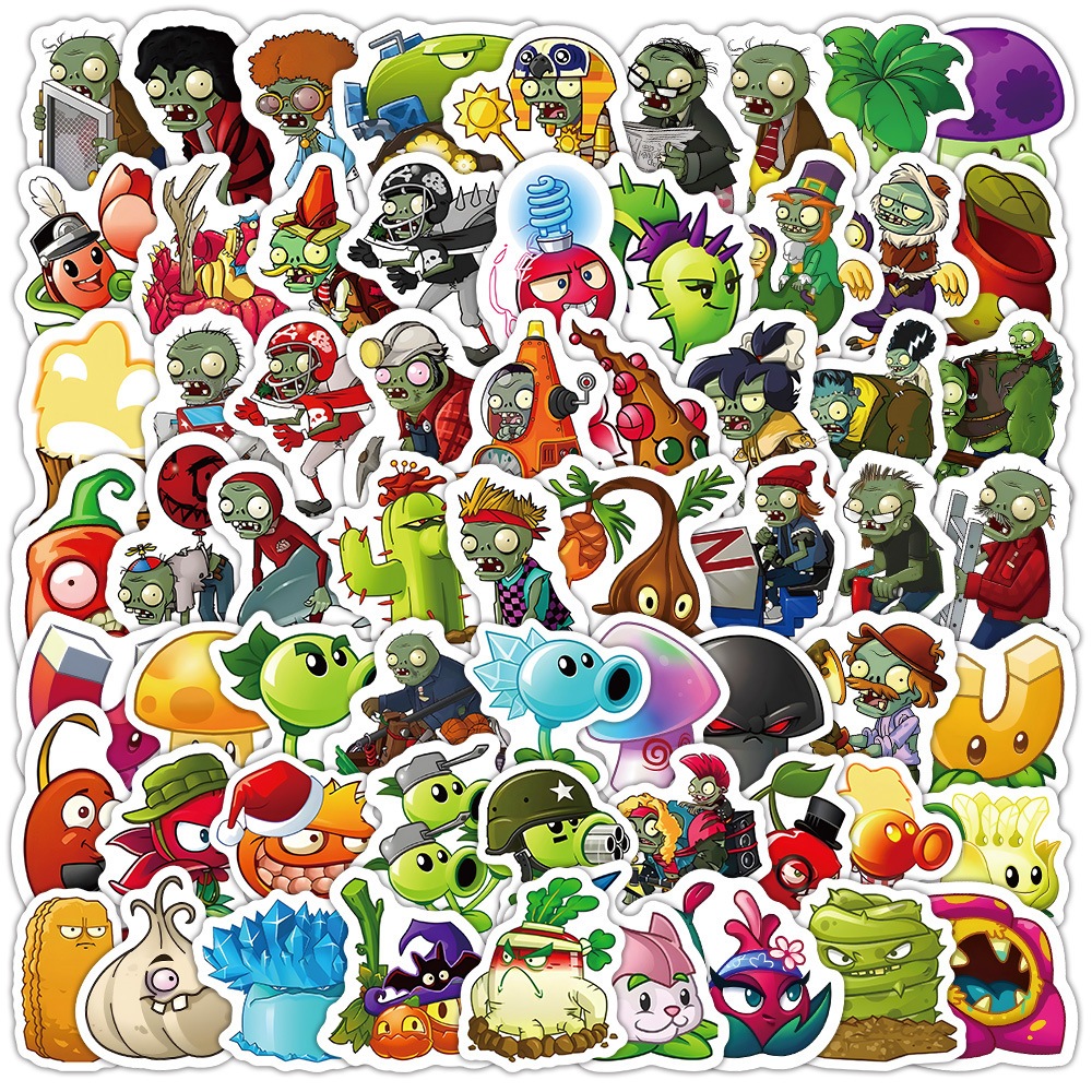 สติกเกอร์ Plants vs Zombies 100 ชิ้น ตกแต่งสมุดบันทึก เคสโทรศัพท์ กันน้ำ#TZ048
