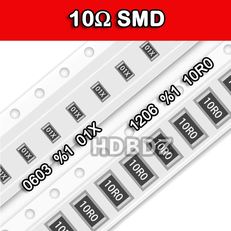 10~50PCS 10RΩ SMD Resistor ตัวต้านทาน precision5% 1%100 10R0 01X 0603 0805 1206 2512 IC