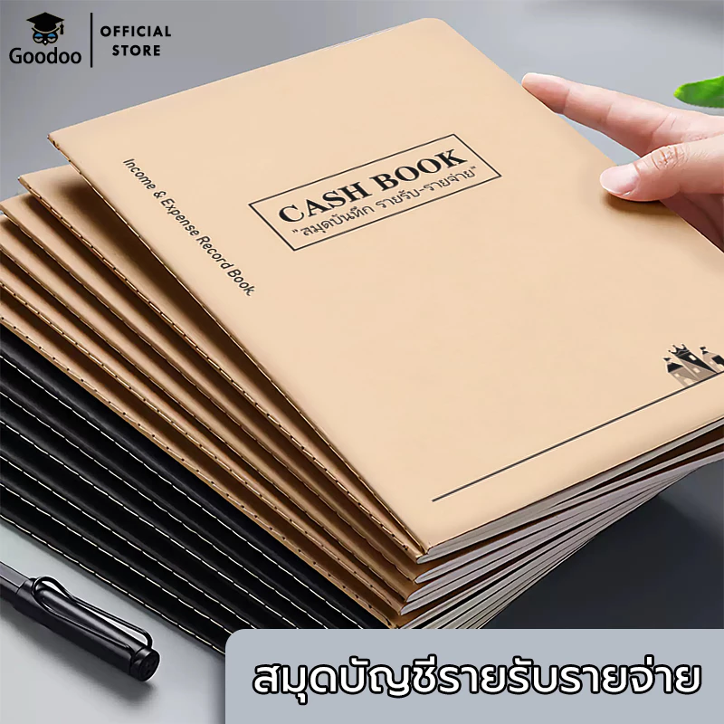 สมุดบันทึกรายรับ-จ่าย ขนาด ขนาดใกล้ A5 24 แผ่น 48 หน้า ปกกระดาษคราฟต์ กระดาษหนา เขียนได้สองหน้า พิมพ์ตารางชัดเจน สมุดบัญชีร้านค้า