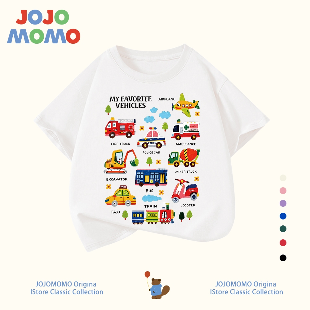 【ส่งในวันเดียวกัน】เสื้อยืดเด็ก ลายรถกู้ภัย-รถสิบล้อน่ารัก ผ้านุ่ม ระบายอากาศดี ใส่สบาย สำหรับเด็ก 1-10 ปี แบบ Unisex