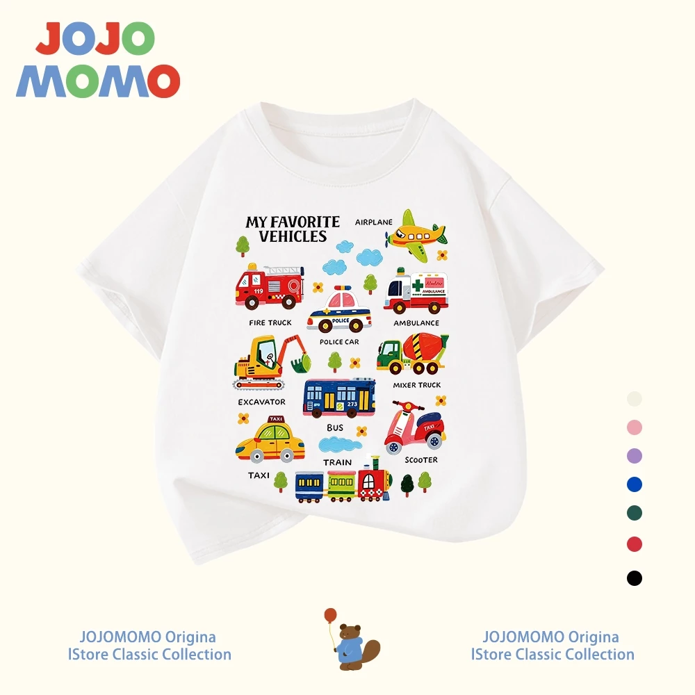 【ส่งในวันเดียวกัน】เสื้อยืดเด็ก ลายรถกู้ภัย-รถสิบล้อน่ารัก ผ้านุ่ม ระบายอากาศดี ใส่สบาย สำหรับเด็ก 1-10 ปี แบบ Unisex