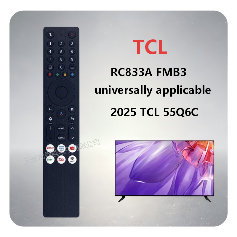 สําหรับ TCL TV RC833A FMB3 รีโมทคอนโทรลเสียง,สากลสําหรับ 2025 TCL 55Q6C อะไหล่