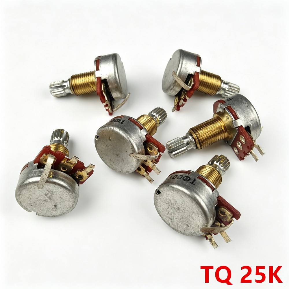 1 ชิ้นเพลาทองเหลือง A25K Potentiometer (POT) สําหรับกีตาร์ไฟฟ้าเบส Active Pickup TQ 25K