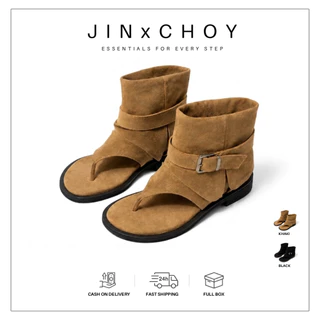 JINxCHOY Flip-Flops หนังนุ่ม Retro สไตล์ใหม่สำหรับฤดูร้อน รองเท้าแตะPU แฟชั่น สวมใส่สบาย เหมาะสำหรับการใช้งานกลางแจ้ง