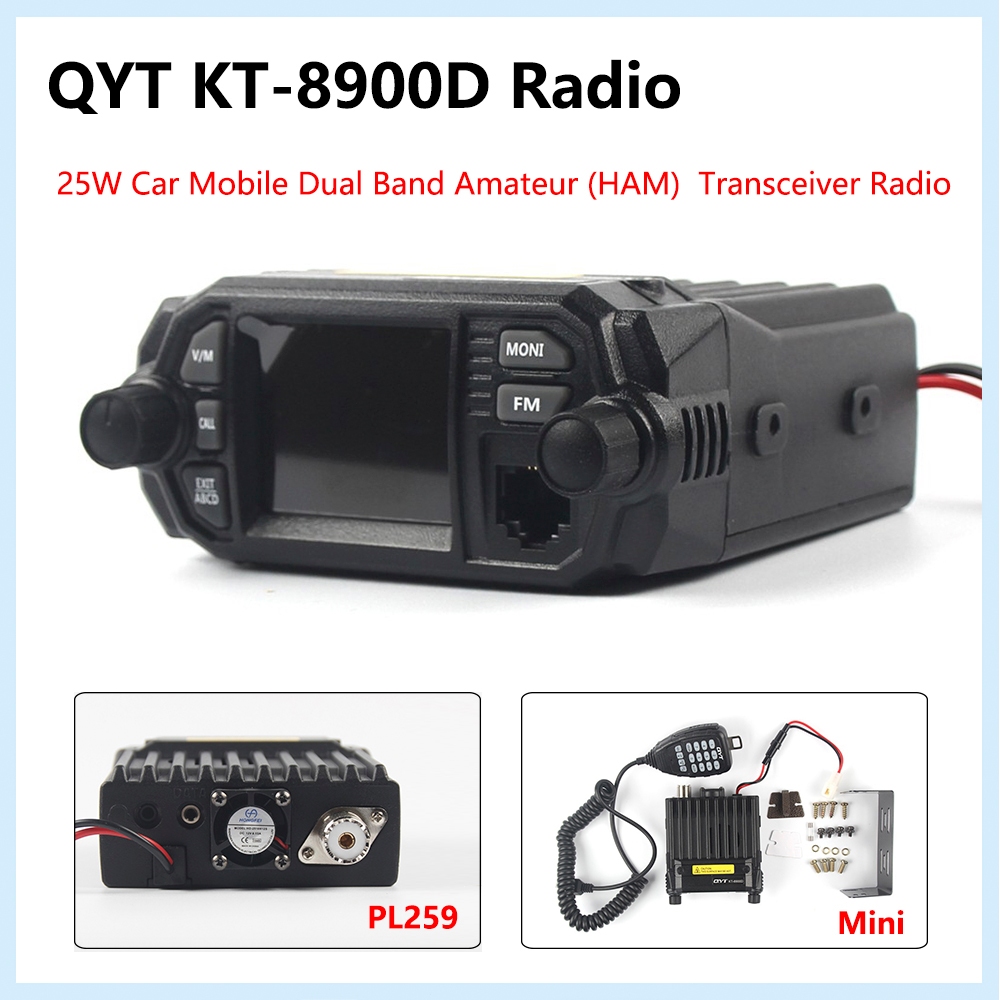 YiNiTone QYT KT-8900D Mobile Transceiver Dual Band Quad สแตนด์บาย VHF/UHF 136-174/400-480MHz 25W Min