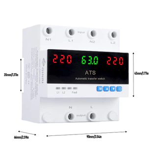 Zinga WALFRONT Dual Power Selector พร้อมจอแสดงผล LED สวิตช์ถ่ายโอนด้วยตนเองอัตโนมัติ 63A ติดตั้งราง DIN การป้องกันกระแสไฟเกินและแรงดันไฟฟ้าสำหรับการสำรองข้อมูลการตรวจสอบแบบเรียลไทม์