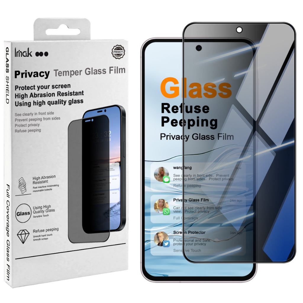 Imak สําหรับ Samsung Galaxy A27 5G ฟิล์ม Full Coverage Clear/ความเป็นส่วนตัวกระจกนิรภัยป้องกันหน้าจอด้านหน้า