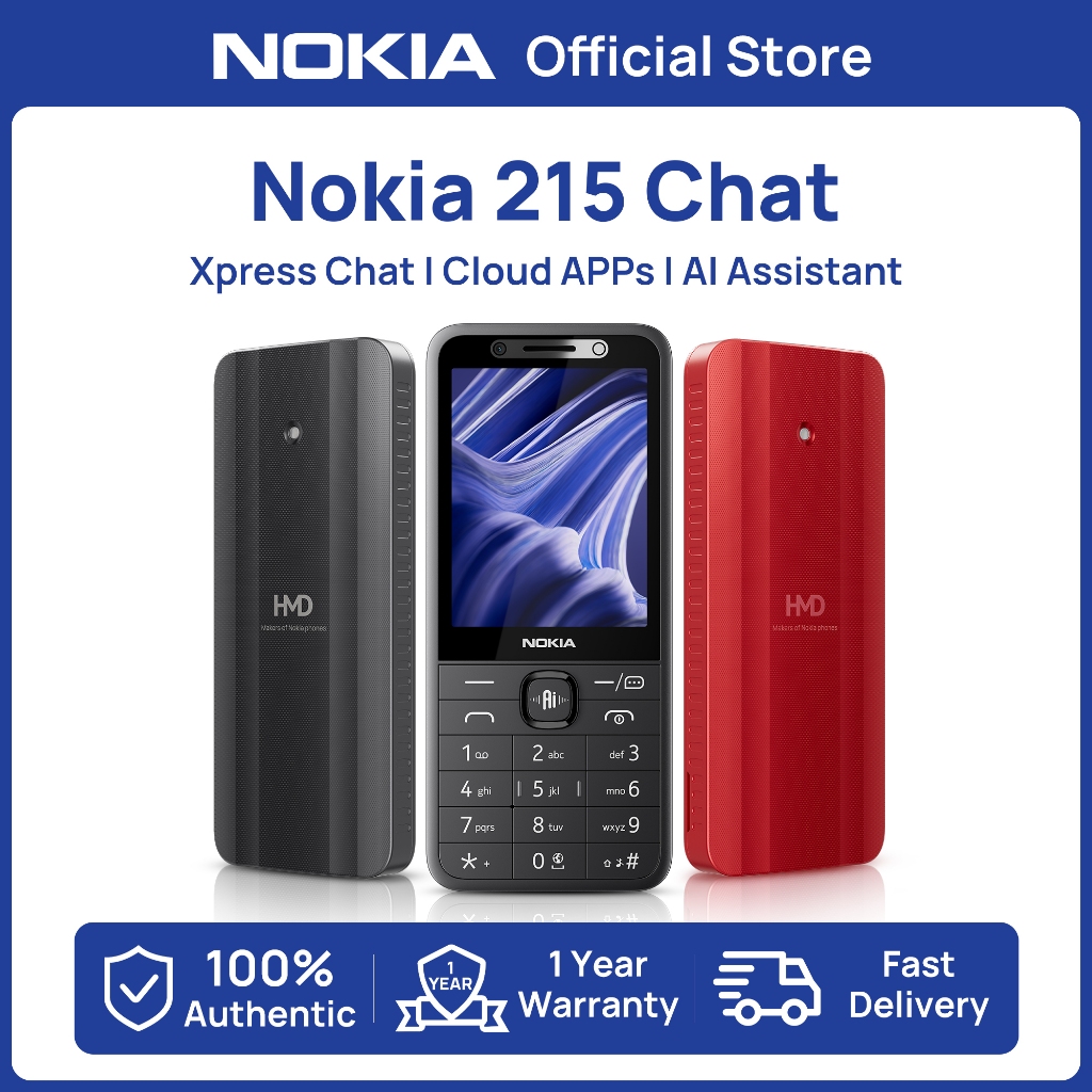 2026 ใหม่Nokia 215 Chat Dual 4G Network Online Xpress Chat Cloud Apps AI Assistant 2.8" Screen Bluetooth5.0 วิทยุ FM