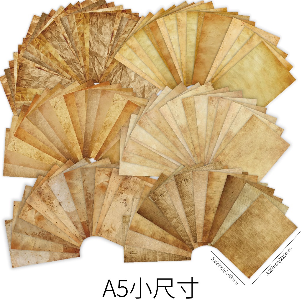 A5 กระดาษวัสดุวินเทจ 48 แผ่นสองด้านเปล่ากระดาษพิมพ์ขนาดขนาดเล็ก DIY วารสารสมุดภาพ
