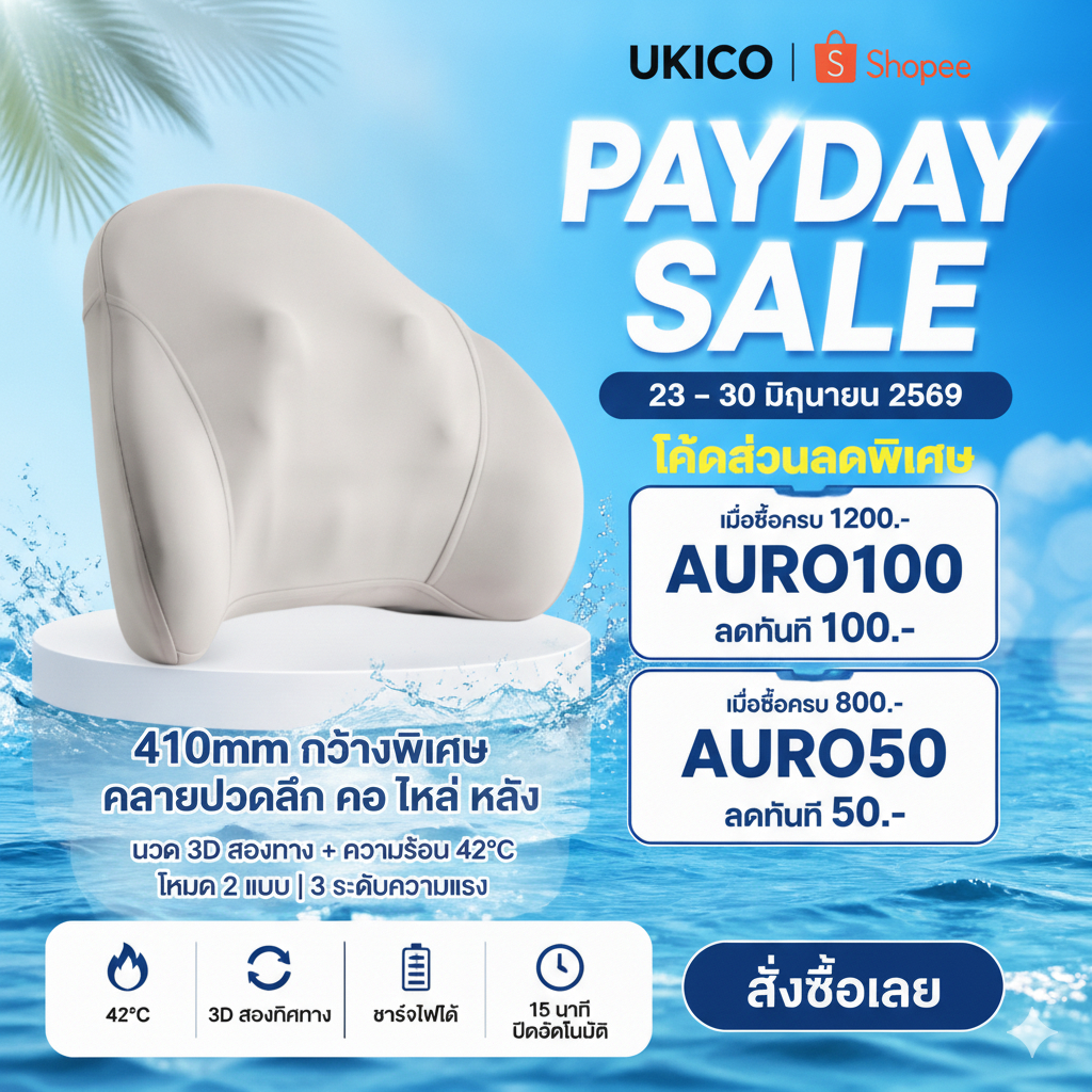 massage pillow ชาร์จไฟได้ พกพาสะดวก ประคบร้อนพร้อมการนวดแบบ3Dสองทิศทาง ผ่อนคลายกล้ามเนื้อส่วนหัวหลัง